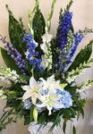 White and Blue Flower Bouquet Delivered Locally