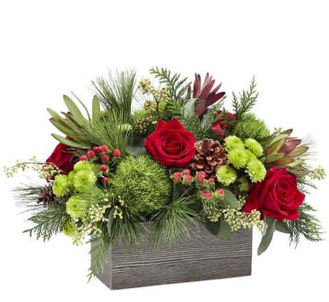 Holiday wishes centerpiece in a box - All About Flowers 