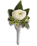 Blissful white boutonniere - All About Flowers 